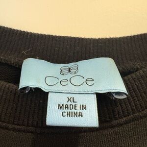 CeCe Black Ribbed Hoodie Sweatshirt